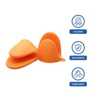 Guantes Cubiertos de Silicona Naranja para Tareas de Cocina y Hogar 7.3x9.5cm Y Regalo Sticker
