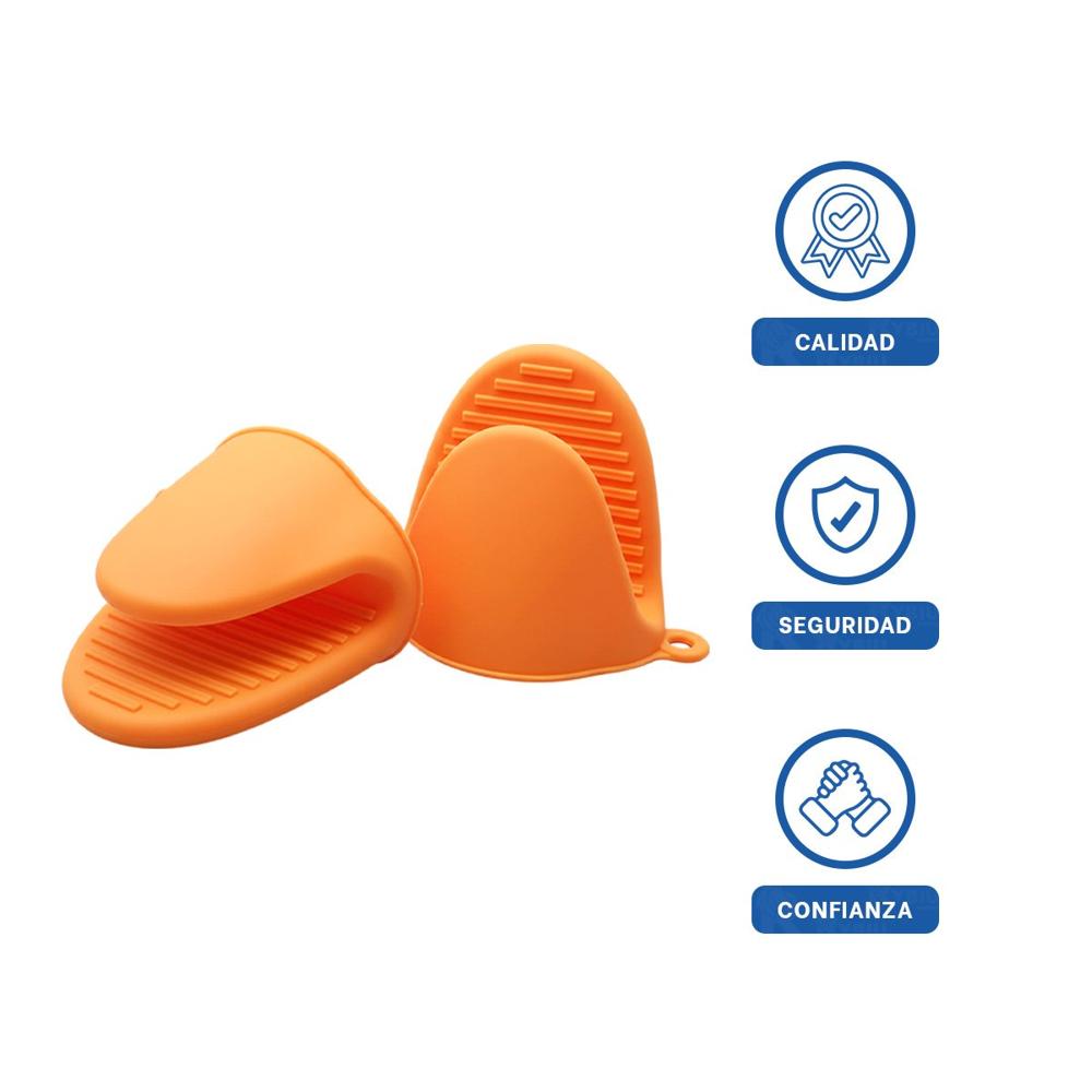 Guantes Cubiertos de Silicona Naranja para Tareas de Cocina y Hogar 7.3x9.5cm Y Regalo Sticker
