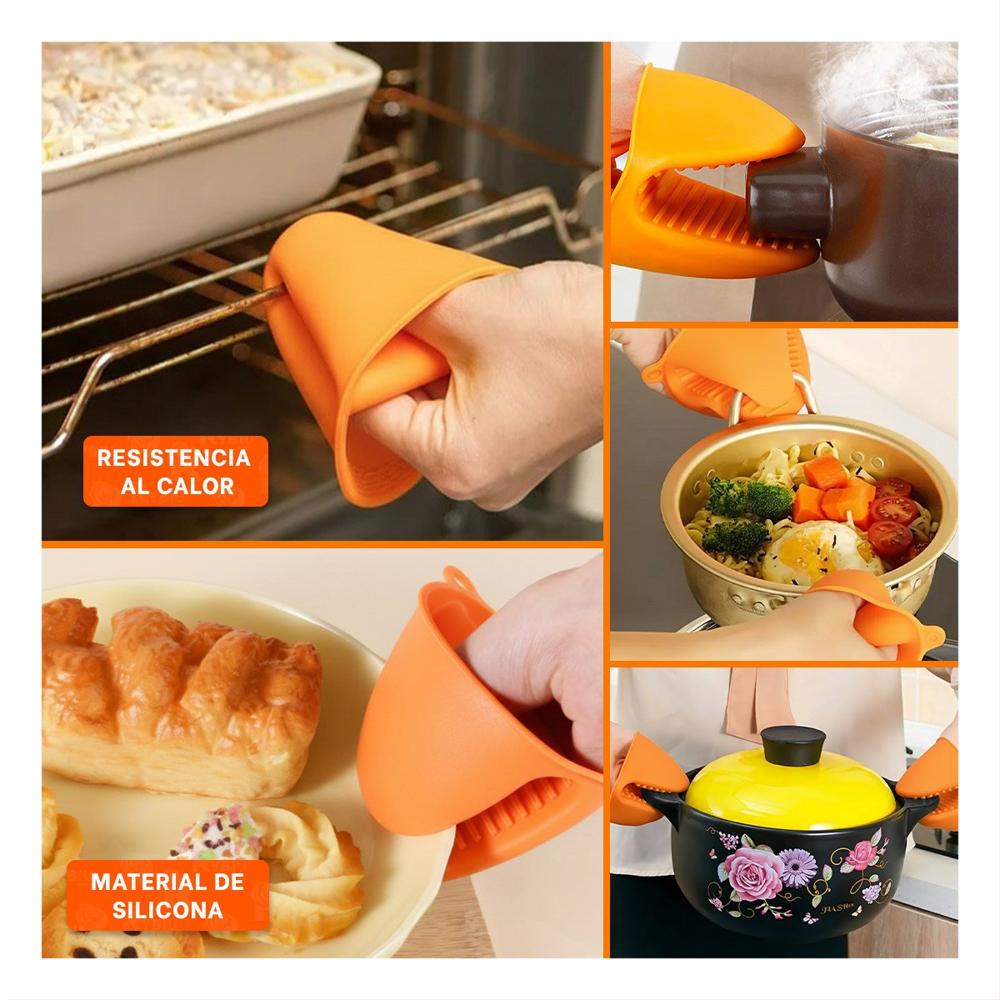Guantes Accesorios de Silicona Naranja para Manipular Comida y Hogar 7.3x9.5cm Y Ligas Regalo
