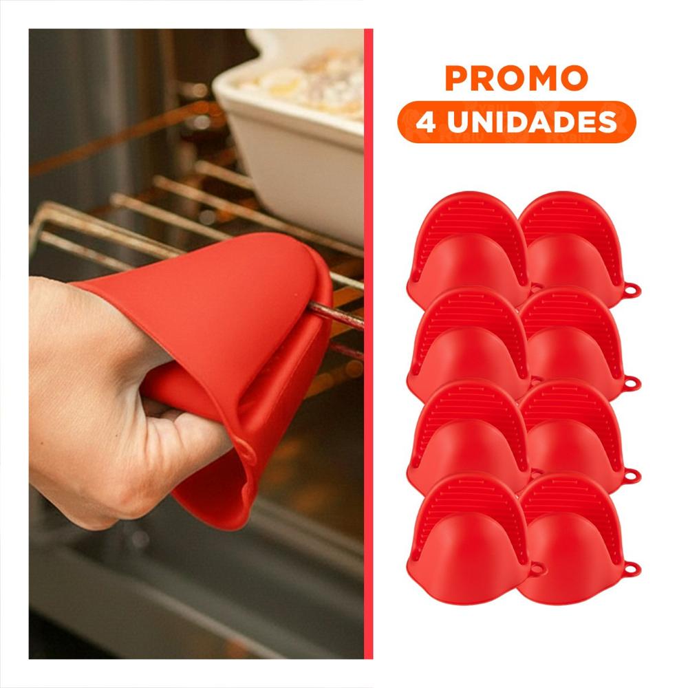 Pack4 Manoplas Accesorios de Silicona Rojo para Manipular Comida 7.3x9.5cm