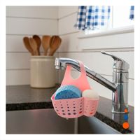 Canasta Colgante para Organizar Esponjas Rosado en Bano y Cocina 19x15cm