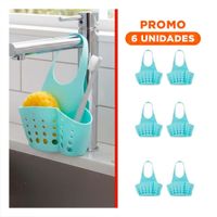 Pack6 Contenedor Colgante Decorativo Celeste para Bano y Lavanderia 19x15cm Y Regalo Sticker