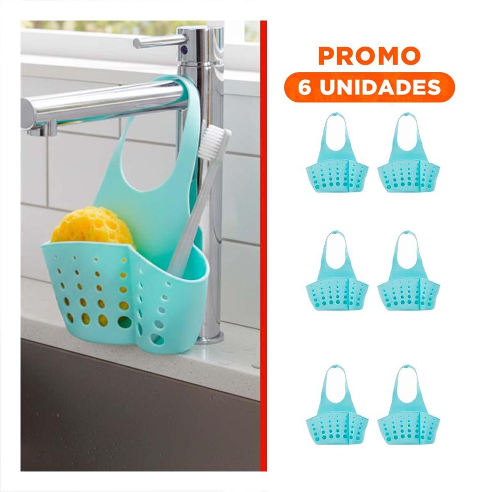 Pack6 Contenedor Colgante Decorativo Celeste para Bano y Lavanderia 19x15cm Y Regalo Sticker