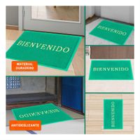 Estera Rectangular Bienvenido Verde para Entrada y Pasillo Hogar Y Ligas Regalo