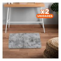 Pack2 Tapete de Textura Peluche Rectangular Plomo Dimensiones 40x60cm