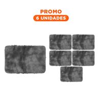 Pack6 Alfombrilla de Textura Peluche Negro y Plomo Rectangular 40x60cm YRegalo Sticker