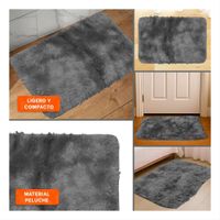 Alfombra Rectangular Negro y Plomo de Textura Peluche en Dimensiones 40x60cm Y Ligas Regalo