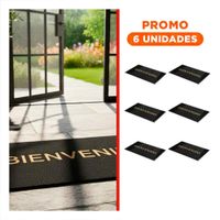 Pack6 Estera Rectangular Bienvenido Negro para Decorar Entrada y Sala Y Regalo Sticker