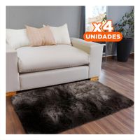 Pack4 Alfombrilla Marron y Crema Rectangular con Peluche 40x60cm YRegalo Sticker