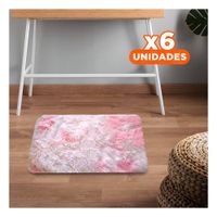 Pack6 Alfombrilla Dimensiones 40x60cm con Textura Peluche Rosado y Blanco Y Papel Regalo