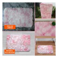 Alfombra Rectangular Rosado y Blanco de Textura Peluche en Dimensiones 40x60cm YLigas Regalo