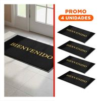 Pack4 Estera Rectangular Bienvenido Negro para Entrada y Acceso Diario