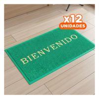 Pack12 Alfombra Rectangular Bienvenido Verde para Entrada y Espacios Sociales Y Papel Regalo