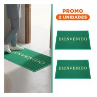 Pack2 Tapiz Rectangular Bienvenido Verde para Sala Cocina y Pasillo Y Regalo Sticker