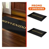 Pack2 Tapiz Rectangular Bienvenido Negro para Sala Recibidor y Cocina Y Regalo Sticker