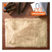 Pack6 Alfombrilla Dimensiones 40x60cm con Textura Peluche Camello y Crema YPapel Regalo