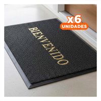 Pack6 Felpudo Rectangular Bienvenido Plomo para Recibidor y Sala