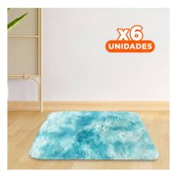 Pack6 Alfombrilla Dimensiones 40x60cm con Textura Peluche Celeste y Blanco Y Papel Regalo