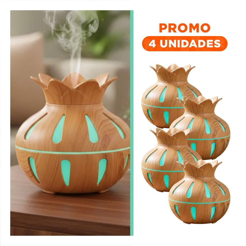 Pack4 Difusor Ambiental con Uso Decorativo 12x11cm y Forma de Flor Color Madera Claro