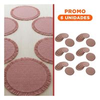 Pack6 Accesorios de Mesa Tejidos con Flecos Circulares Rosado Set de 6 Y Regalo Sticker