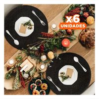 Pack6 Mantel Decorativo Circular Boho Negro para Hogar y Casa Y Papel Regalo