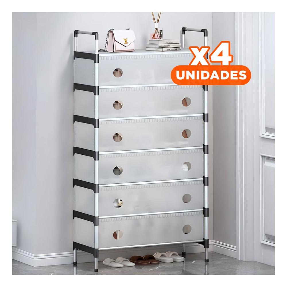Pack4 Estante para Zapatos 6 Niveles Todo Cerrado Blanco Transparente Compacto Y Papel Regalo