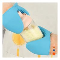 Guantes Manoplas de Silicona Celeste para Cocina y Hogar Seguro 7.3x9.5cm Y notas