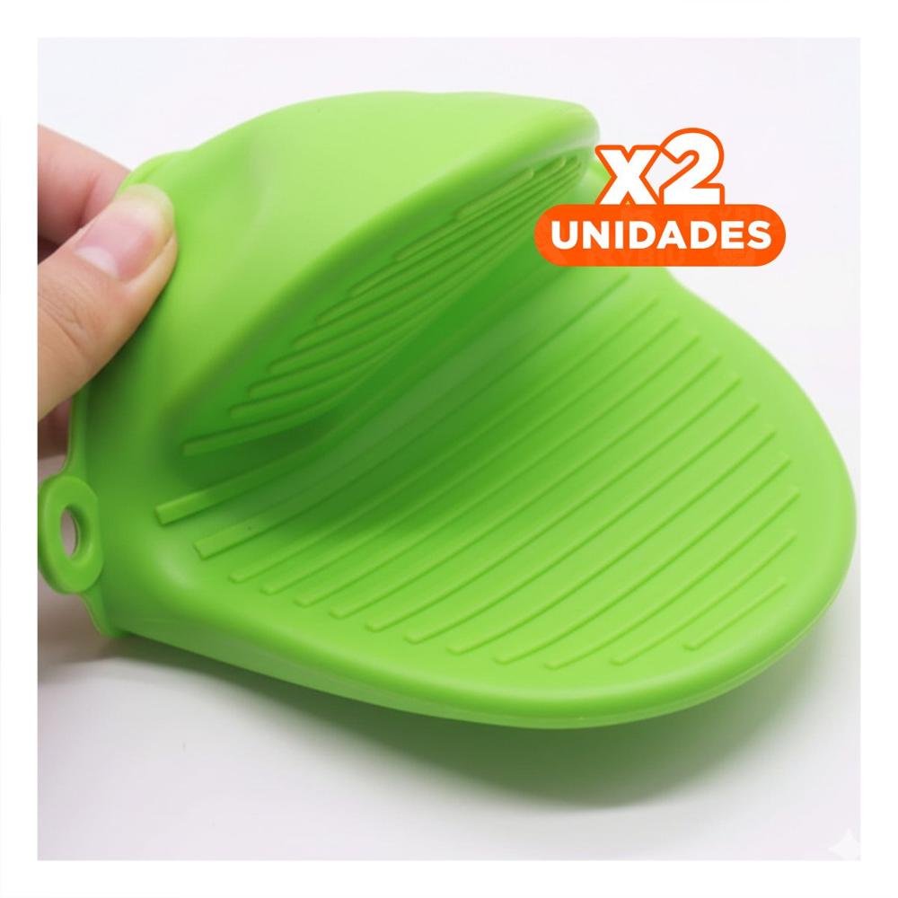 Pack2 Manoplas Protectores de Silicona Verde para Uso en Casa y Cocina 7.3x9.5cm Y Papel Regalo
