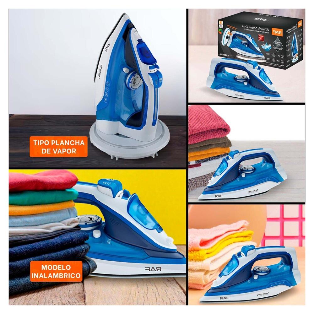 Plancha de Vapor Electrica Blanco y Azul Calor Constante para Ropa Hogar Y Ligas Regalo