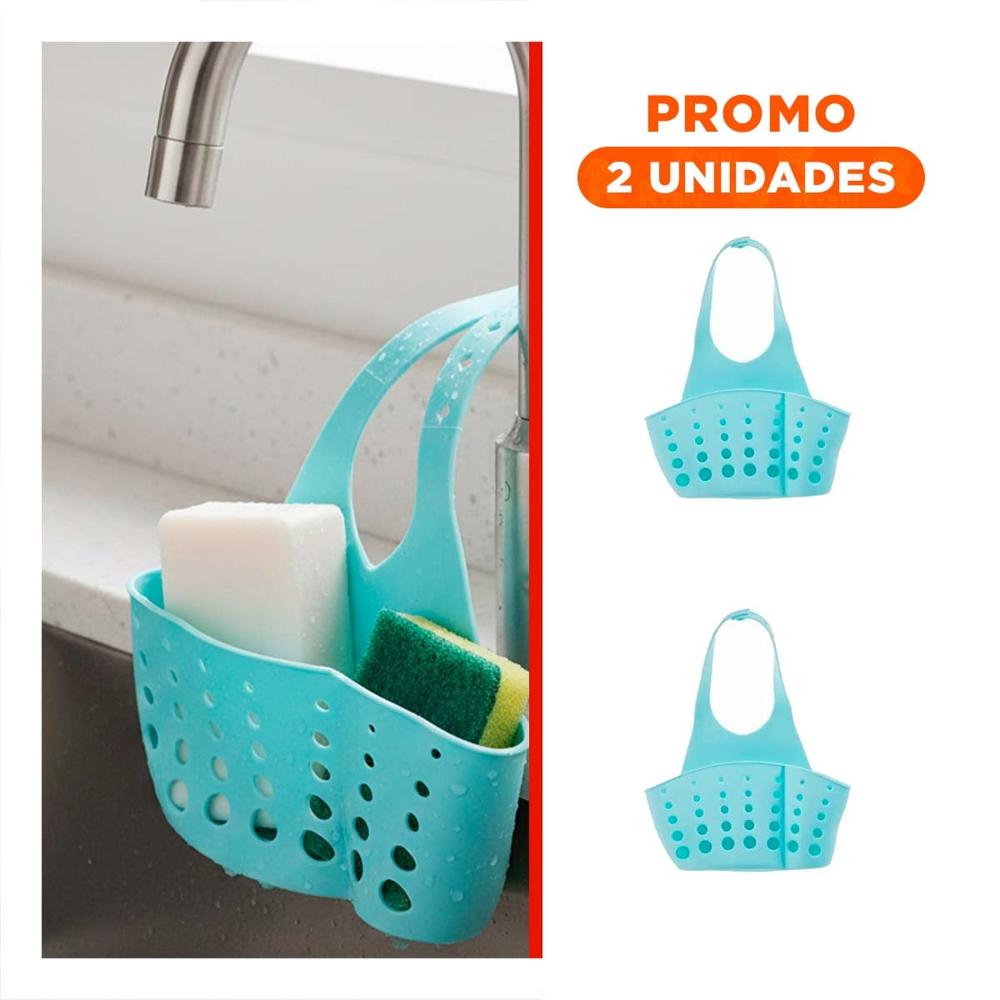 Pack2 Cesta Colgante Celeste para Almacenar Esponjas y Productos 19x15cm Y Regalo Sticker