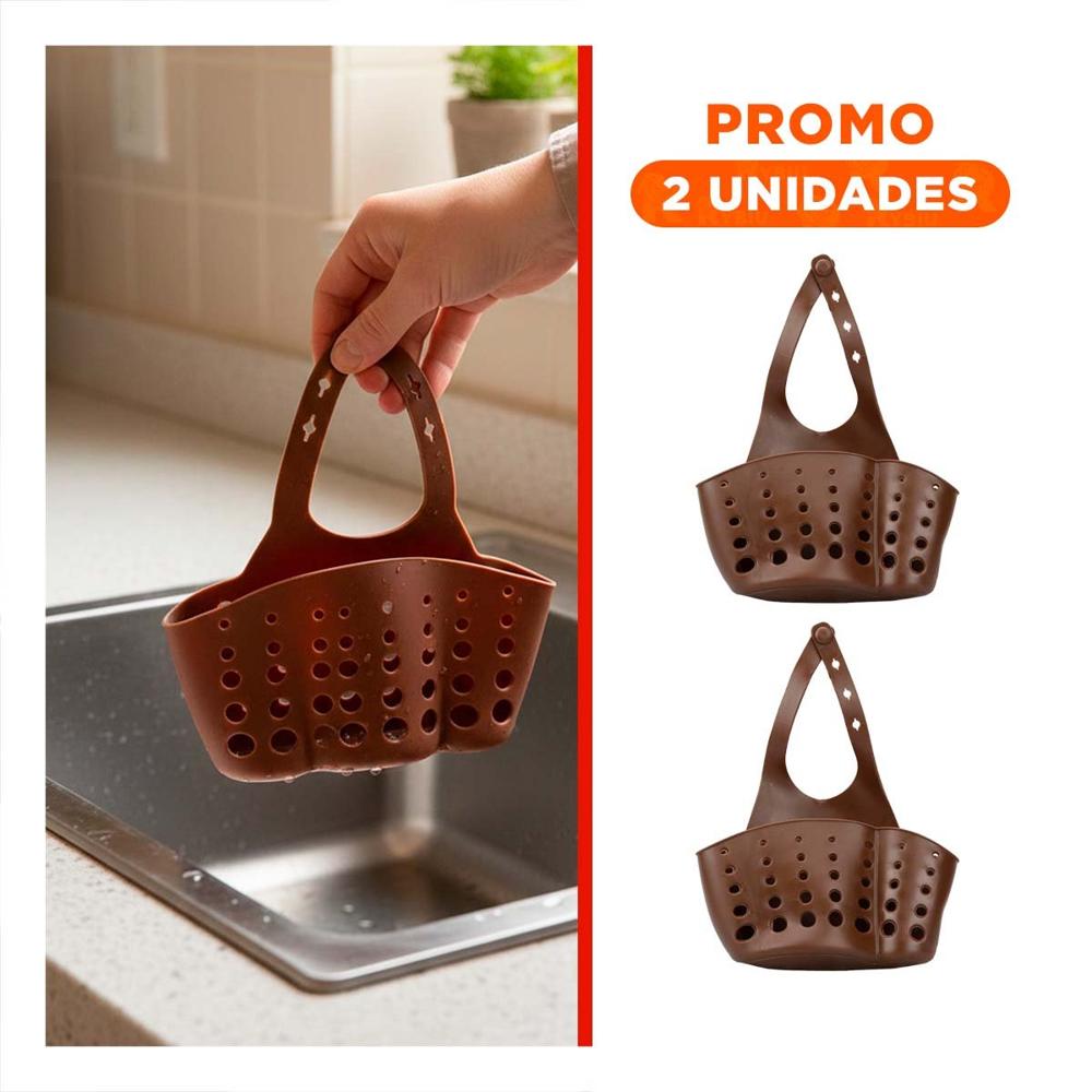 Pack2 Cesta Colgante Marron para Almacenar Esponjas y Productos 19x15cm Y Regalo Sticker