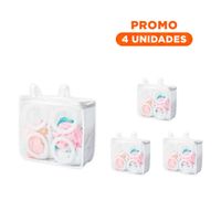 Pack4 Estuche Malla Protectora Ropa Diseno Cilindro Blanco con Rosas Delicado