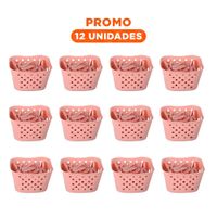Pack12 Accesorio Decorativo Cuadrado con Ganchos para Ropa Rosado Claro para Dormitorio