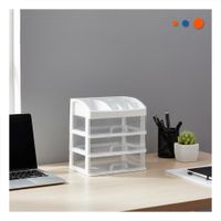 Organizador con 3 Cajones en Color Rosado y Techo con 6 Divisiones Y Papel Regalo