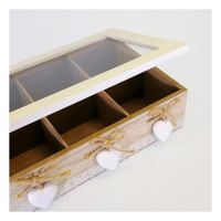 Caja de madera con 6 divisiones decorativas con corazones de organizacion hogar Y Papel Regalo