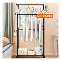 Pack2 Mueble Colgador Doble de Ropa Negro Moderno y Resistente para Cualquier Y Papel Regalo
