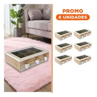 Pack6 Modulo decorativo de madera con 6 divisiones y corazones de organizacion Y Regalo Sticker