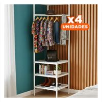 Pack4 Modulo Organizador con Perchera y Espacios para Zapatos Y Papel Regalo