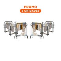 Pack6 Soporte Estante Perchero Doble con 1 Nivel Inferior Negro Resistente Y Regalo Sticker