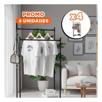 Pack4 Repisa Doble De Ropa Negro Practico y Estilizado para Dormitorio Y Papel Regalo