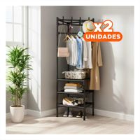 Pack2 Soporte Vertical con Zapatera y Perchera para Casa y Hogar con Practicidad