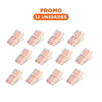 Pack12 Ganchos de Plastico Multicolor para Ropa con Tres Colores y Cuerda para Casa