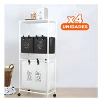 Pack4 Mueble Ropa Sucia 3 Niveles Almacenaje Eficiente con 3 Cestos Negro Blanco Y Papel Regalo