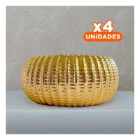 Pack4 Jardinera Redonda Ceramica Galvanizada 15x20x10.5cm Dorado Y Papel Regalo