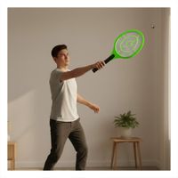 Raqueta Mosquitera Verde con Mango Negro para Hogar y Control de Insectos