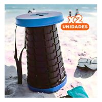 Pack2 Asiento resistente 3 seguros portatil tapa azul centro negro para sala Y Papel Regalo