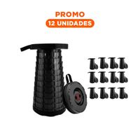 Pack12 Asiento durable plegable 3 seguros portatiles tapa negro centro negro