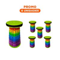 Pack6 Taburete Practico con Tres Seguros Plegable para Uso Cotidiano Y Regalo Sticker