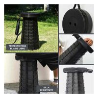 Banqueta plegable 3 seguros portatiles tapa negro centro negro Y Ligas Regalo