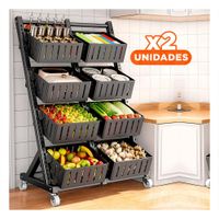 Pack2 Mueble Organizador con 4 Niveles y 8 Bandejas para Casa Practica Negro Y Papel Regalo